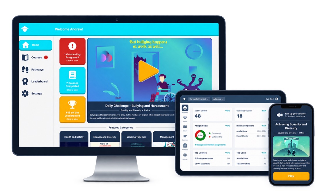 Training Sensei platform on desktop, tablet and mobile